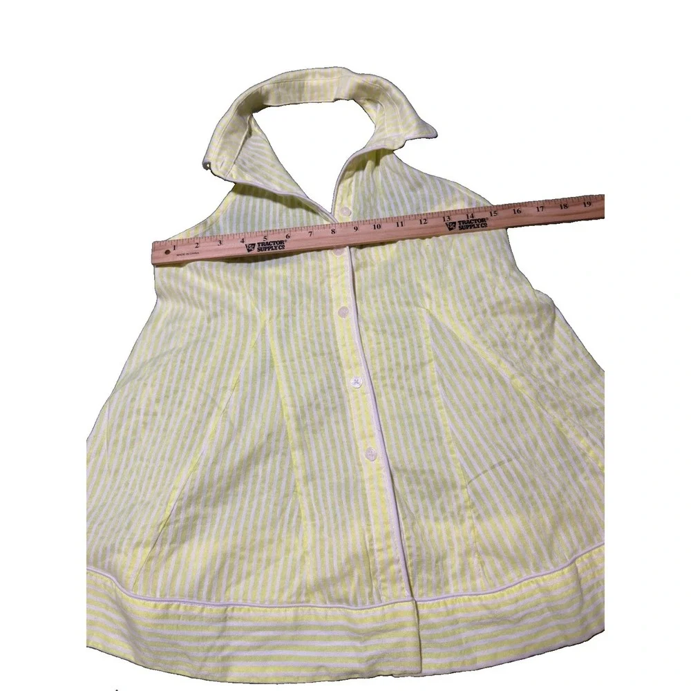 Maeve Anthropologie NWT Yellow & White Striped Button Halter Top Backless XS - Picture 7 of 14